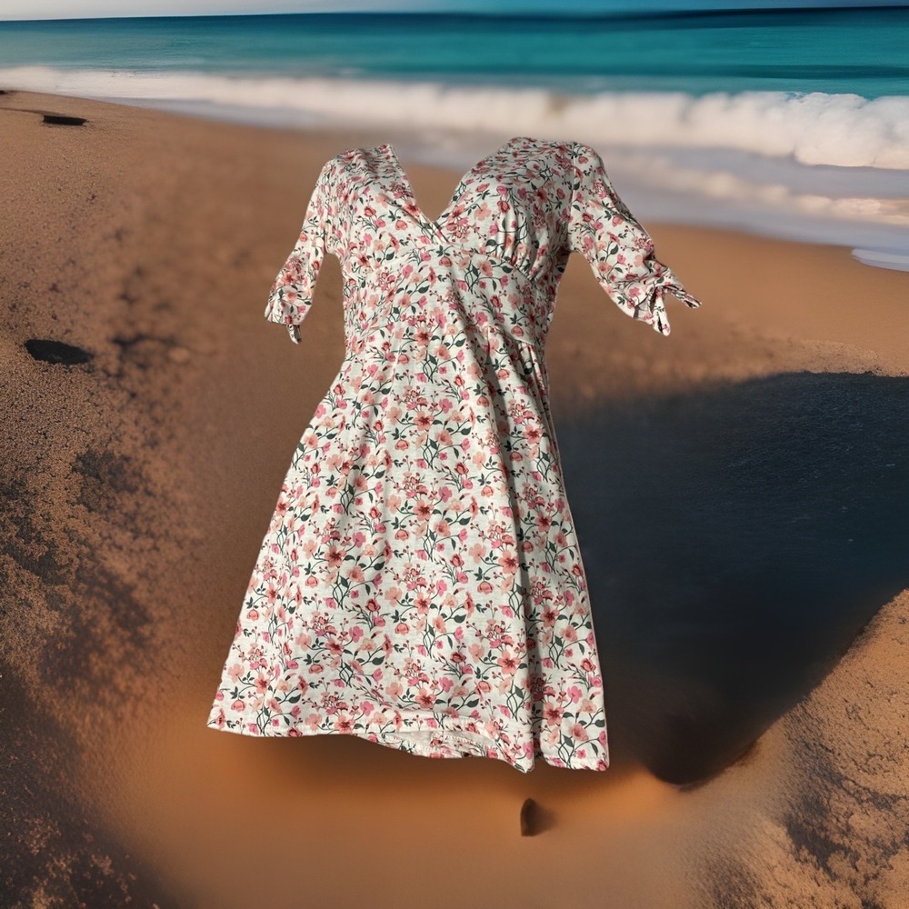 Nasty Gal Dress 4 Boho Floral White Pink Flowers